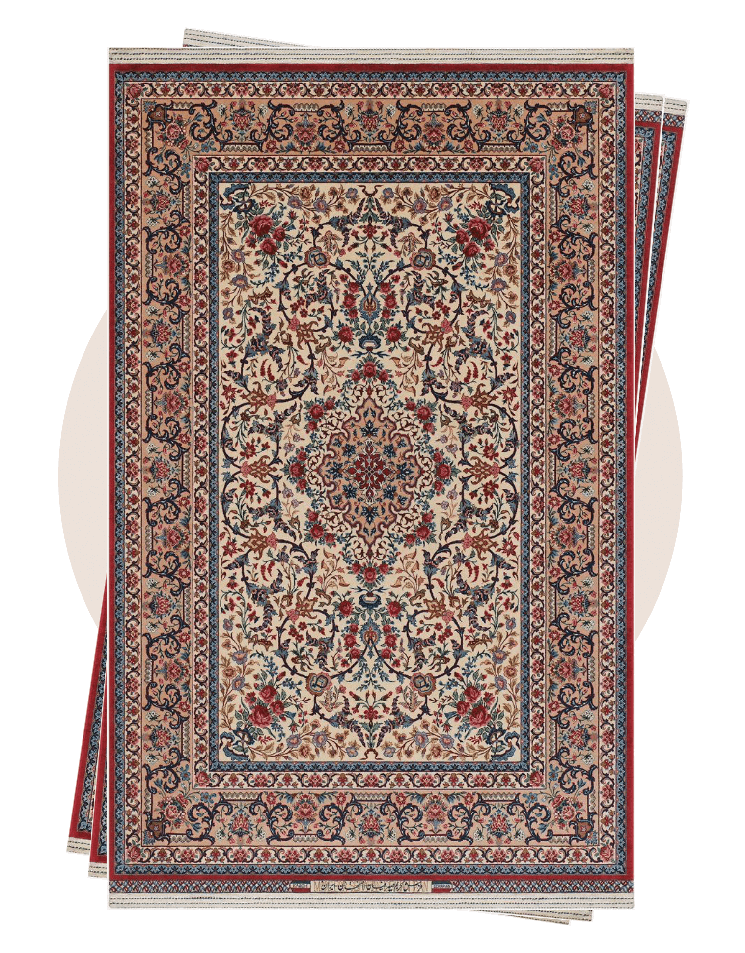 "Handcrafted Persian Isfahan rugs featuring intricate floral designs and rich colors, showcasing fine wool and silk craftsmanship from the historic city of Isfahan."